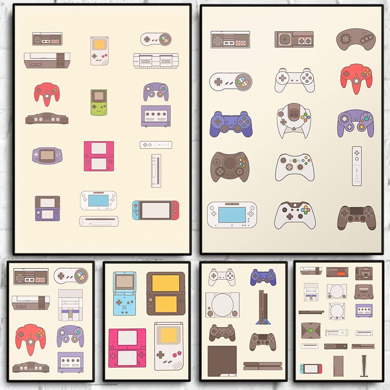 Gaming Console With - Plakat Ewolucja Konsol i Przenośnych Konsol