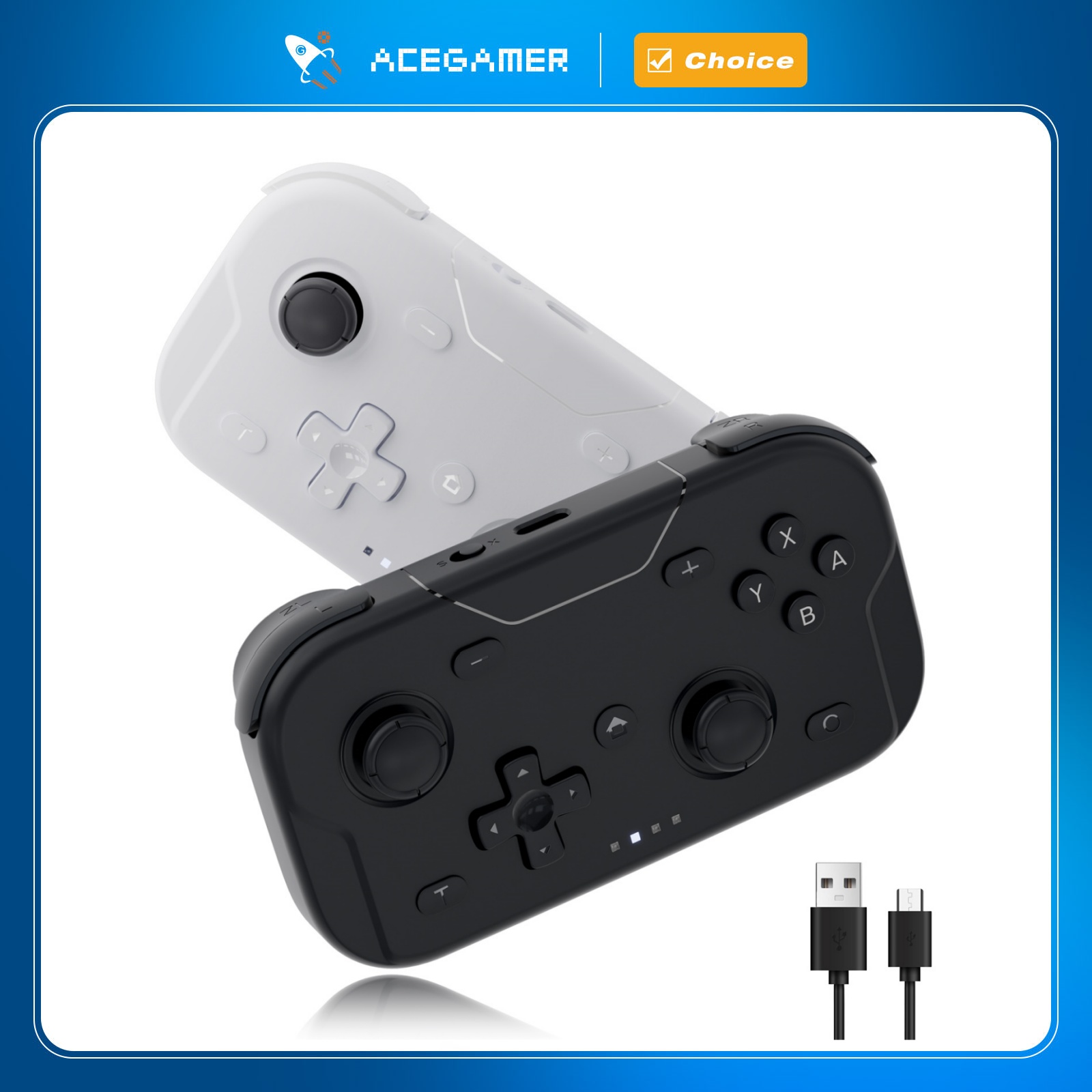 Gaming Console Bluetooth - Kontroler kieszonkowy AceGamer, przenośny joystick Halla,